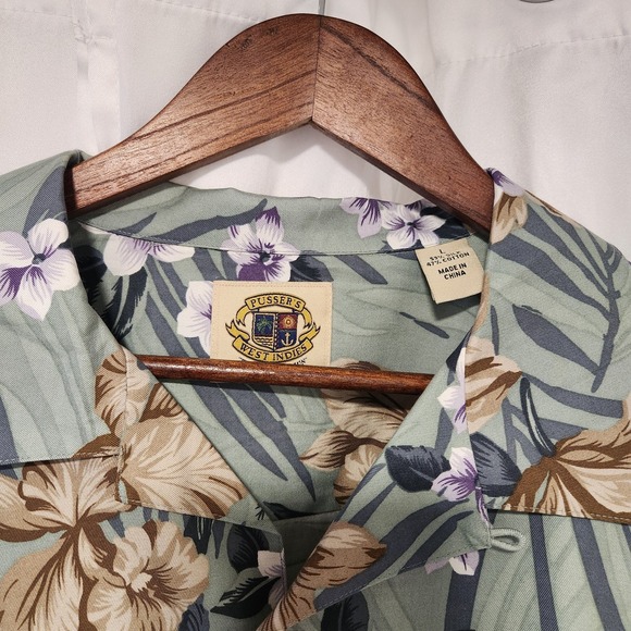 Pussers West Indies Hawaiian Shirt‎ Large Floral Allover Silk & Cotton - Picture 2 of 3